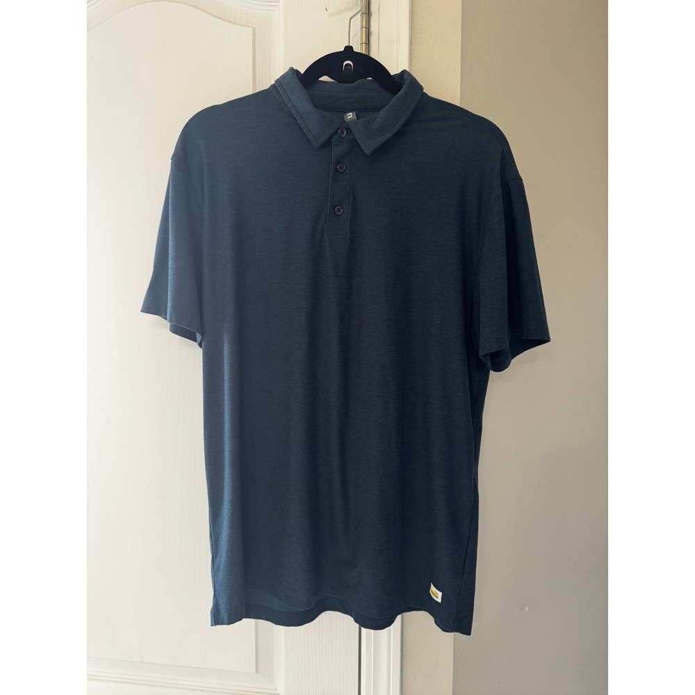 Vuori Strato Tech Polo Performance Athleisure Golf Quiet Luxury Large Navy Shirt